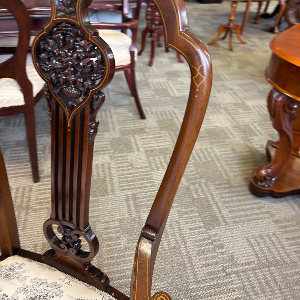 Thumbnail: A fabulous pair of Edwardian mahogany occasional His & Her chairs