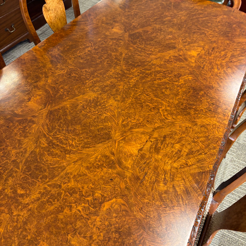 Thumbnail: Beautiful walnut dining table & 6 high back chairs