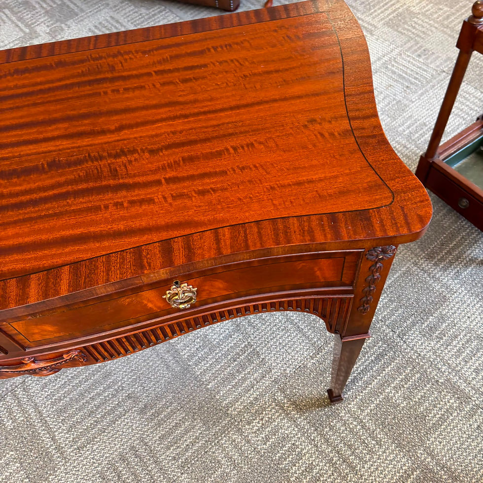 Thumbnail: Beautiful mahogany flamed two drawer console table