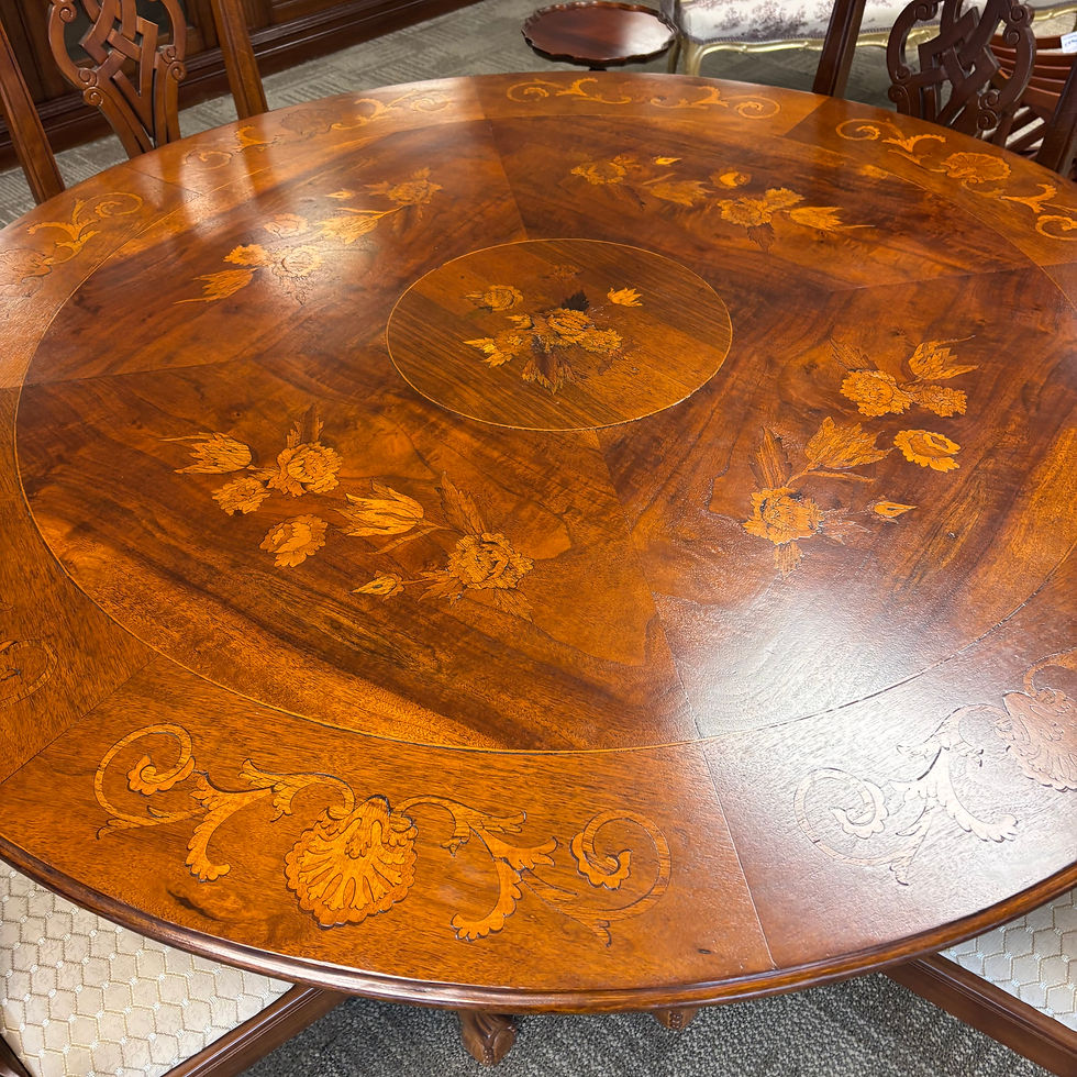 Thumbnail: Victorian quality inlaid walnut round centre table & 4 chairs
