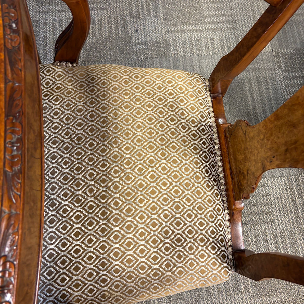 Thumbnail: Beautiful walnut dining table & 6 high back chairs