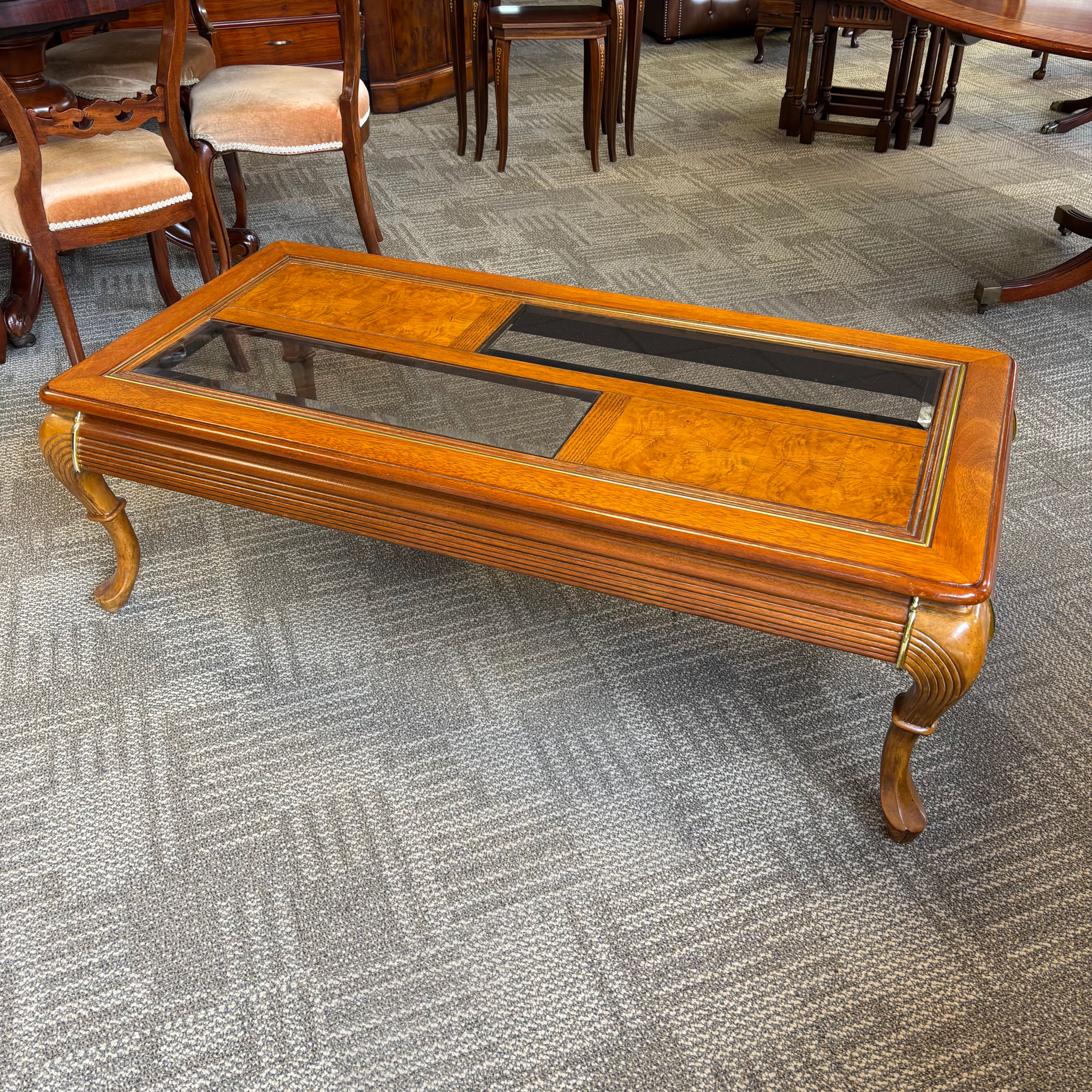 Beautiful glass top rosewood coffee table