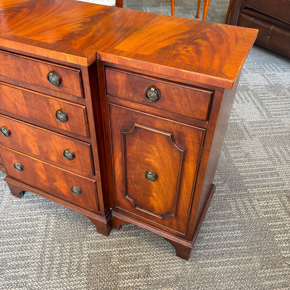 Thumbnail: Beautiful mahogany flamed Bevan Funnell breakfront sideboard