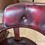 Thumbnail: Mahogany framed red leather captains swivel office chair