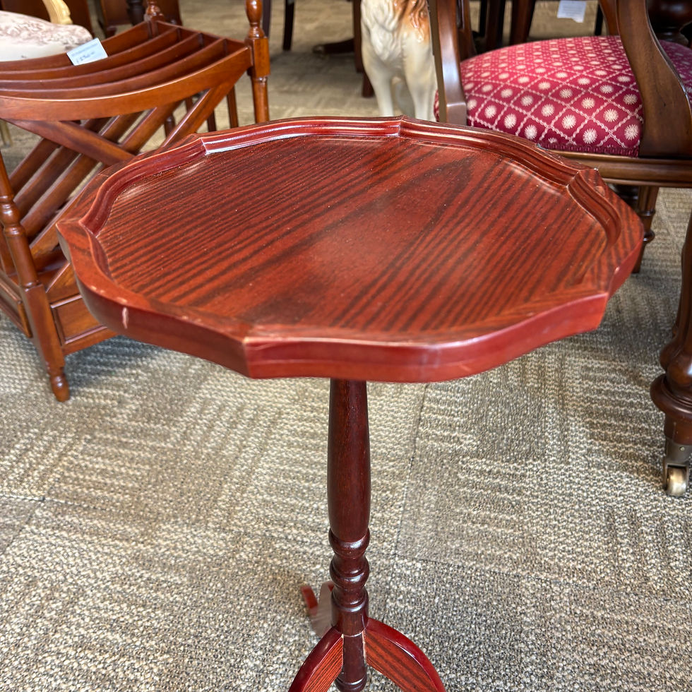 Thumbnail: Shaped top mahogany tripod based wine table