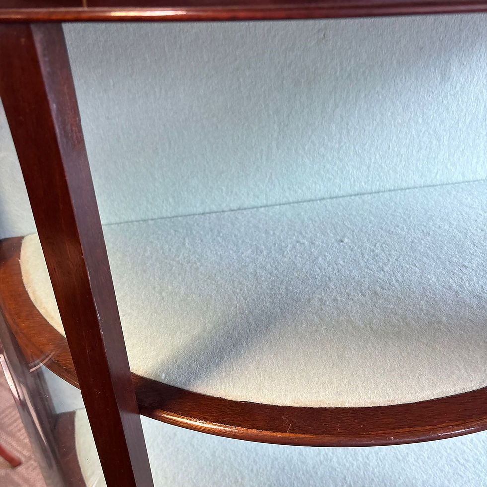 Thumbnail: Mahogany bow-front display cabinet with curved glazed top front