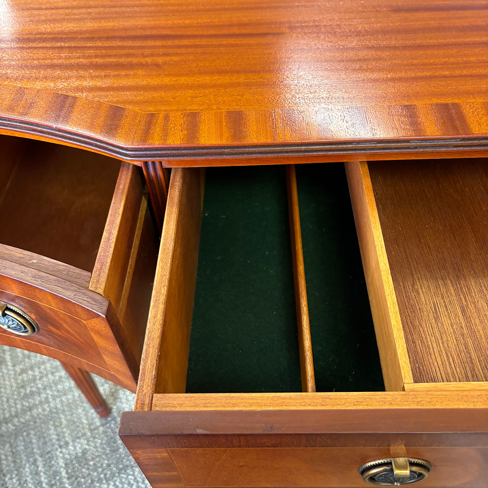 Thumbnail: Beautiful mahogany flamed breakfront console table & three drawers