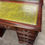 Thumbnail: Fabulous mahogany olive green leather pedestal writing desk