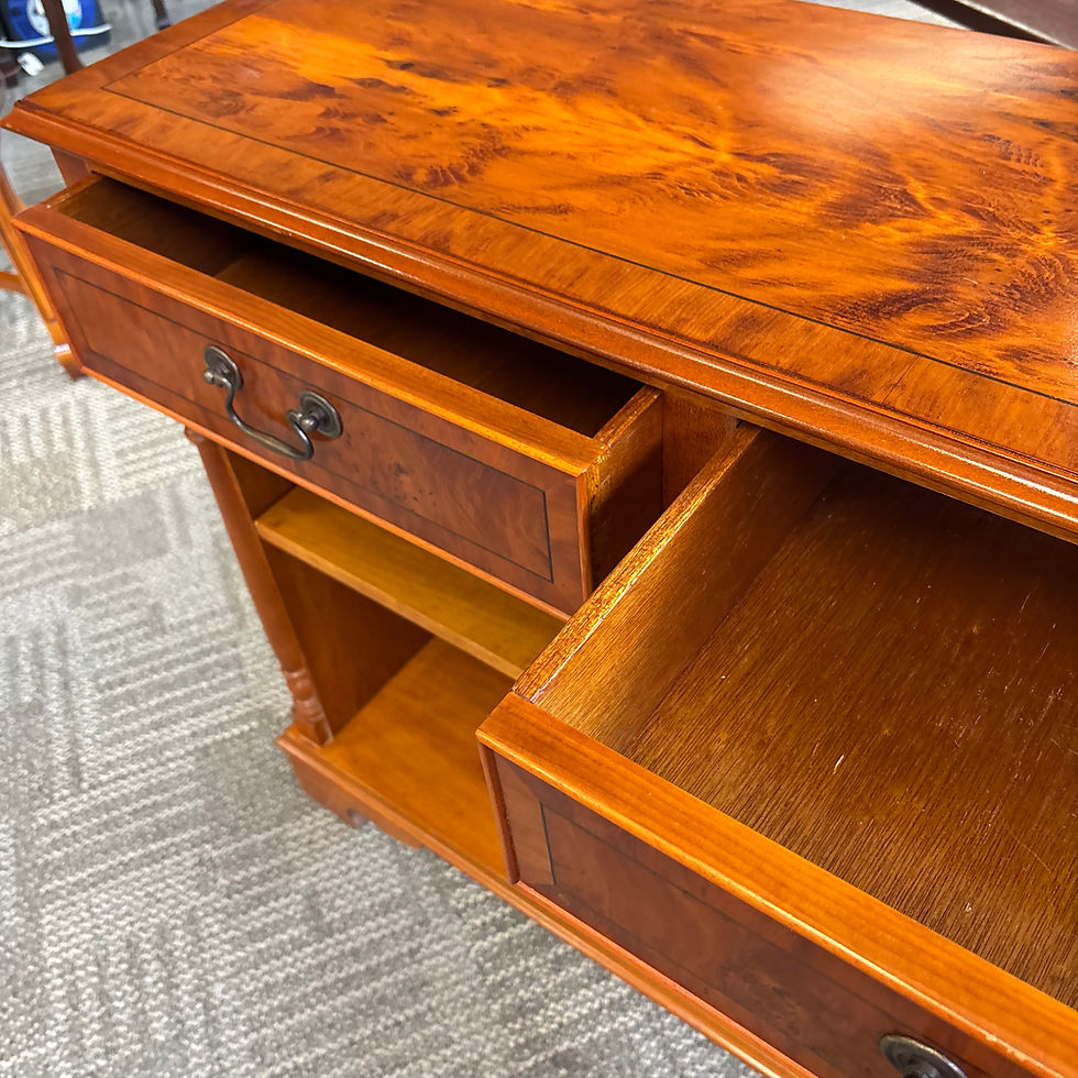 Thumbnail: Beautiful yew open bookcase with two drawers