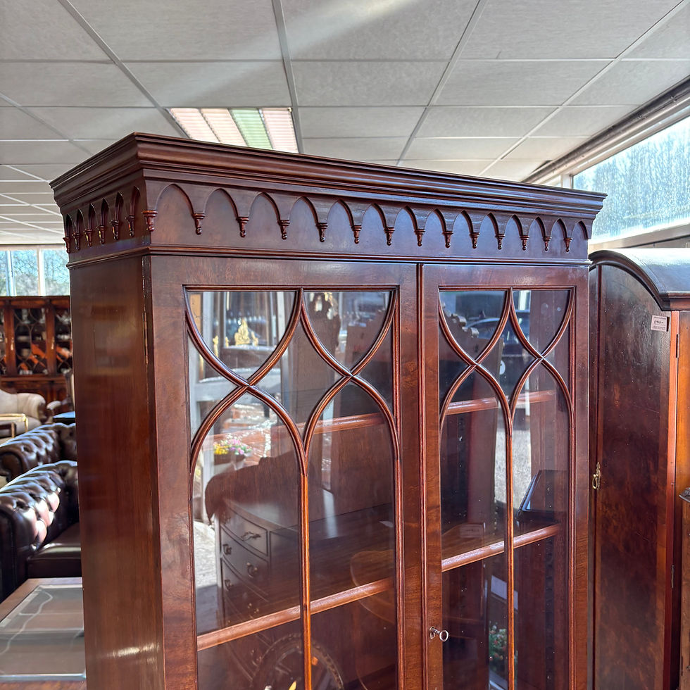 Thumbnail: 19th century style mahogany bookcase with glazed upper & cupboards below