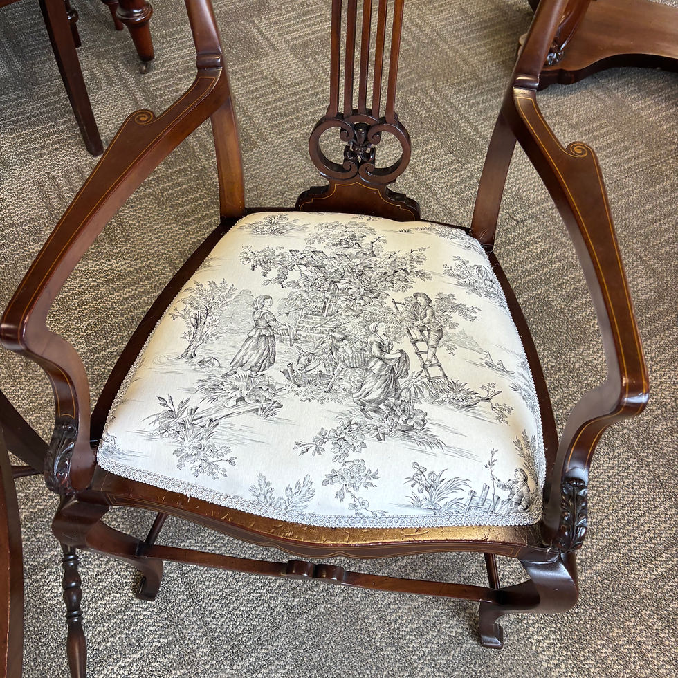 Thumbnail: A fabulous pair of Edwardian mahogany occasional His & Her chairs