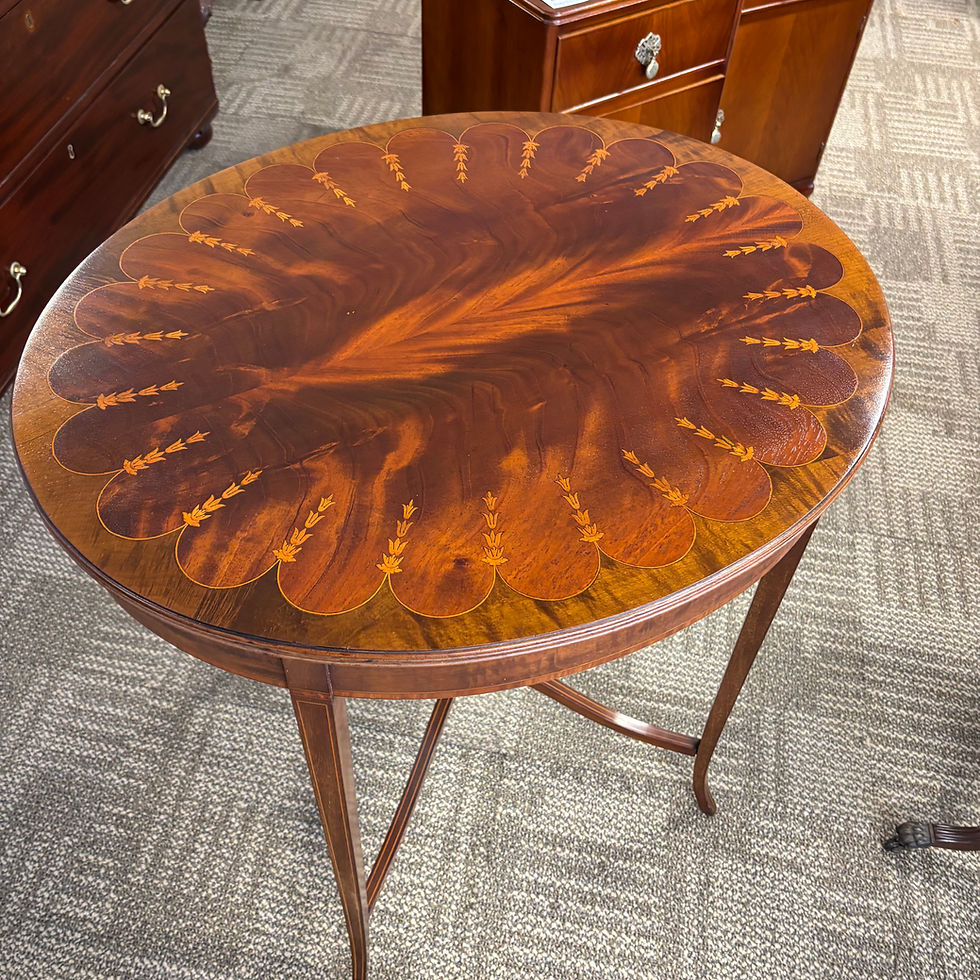 Thumbnail: Beautiful oval shaped Edwardian mahogany occasional table with profusely inlaid