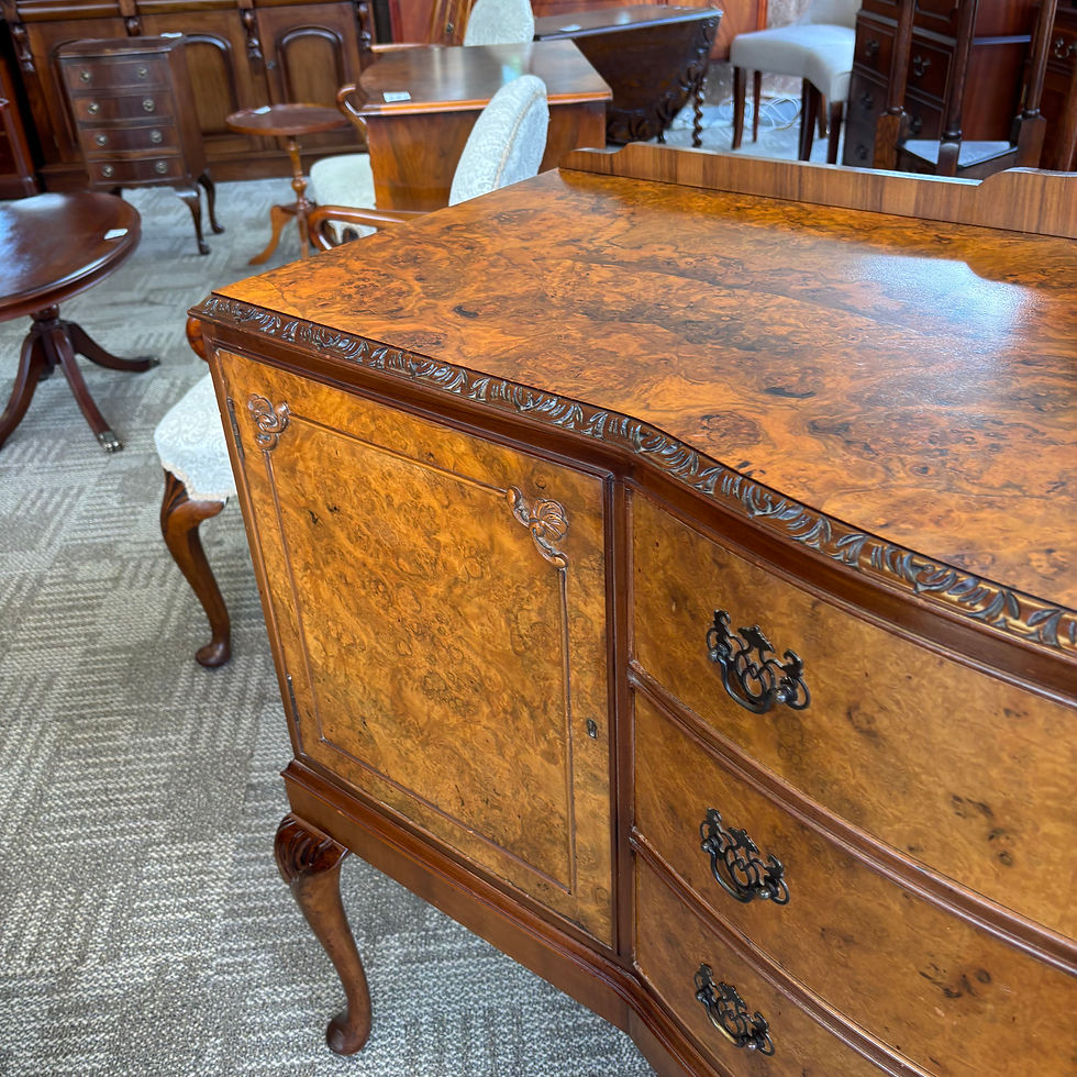 Thumbnail: Fabulous walnut bow fronted serpentine Queen Anne sideboard