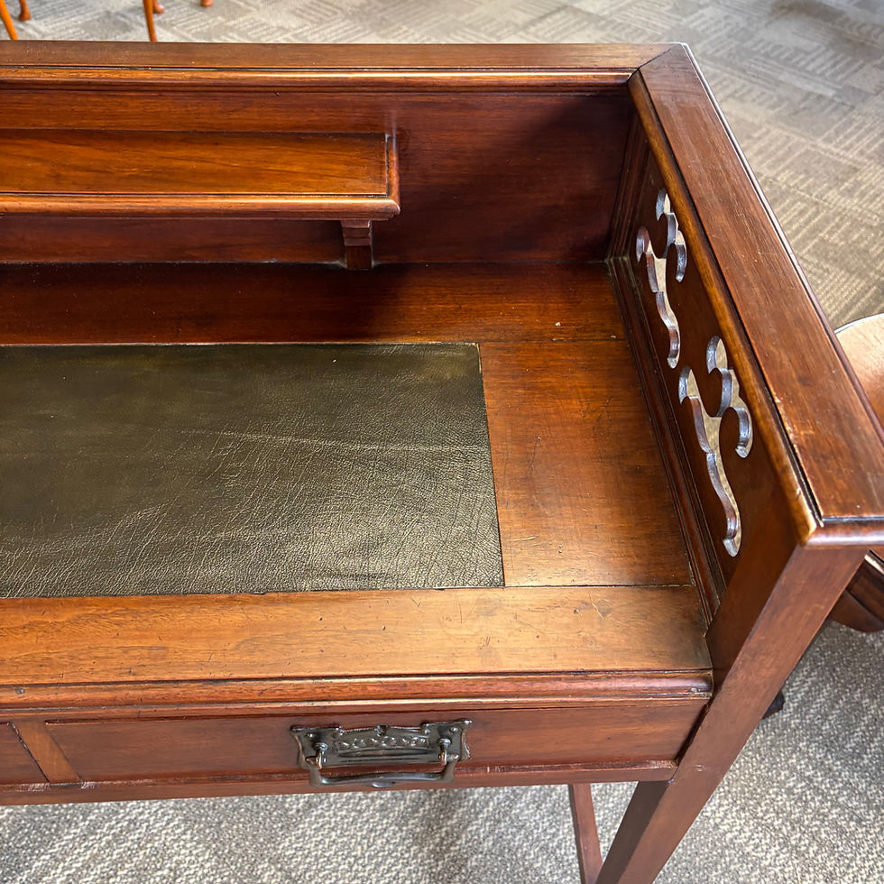 Thumbnail: Beautiful Edwardian writing desk with green inset leather top