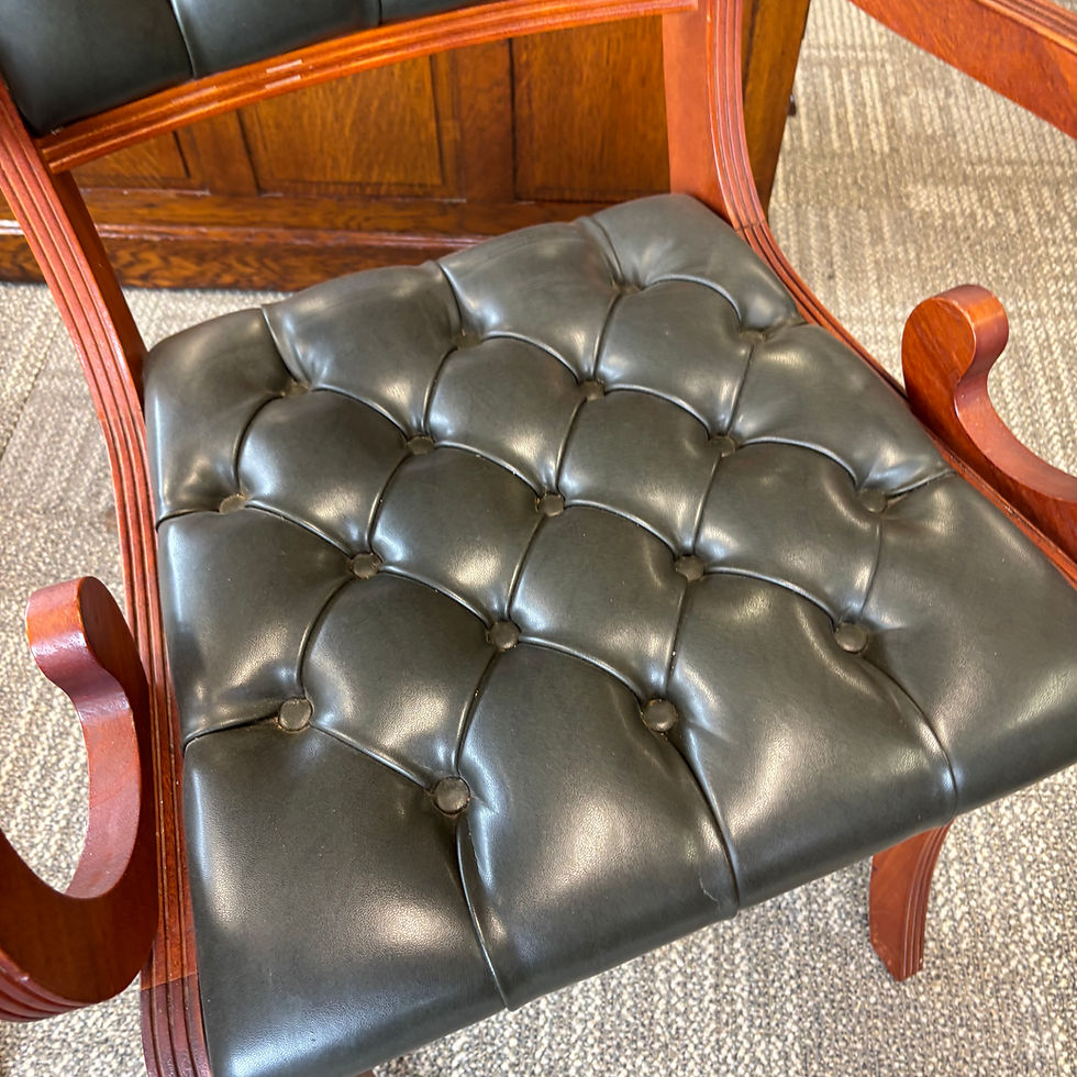 Thumbnail: Button backed green leather occasional desk chair