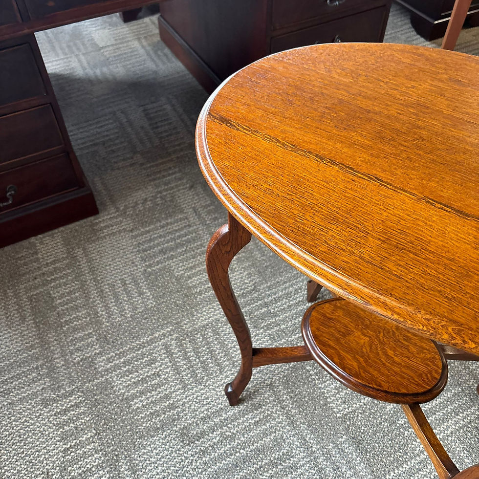 Thumbnail: Oval shaped oak antique occasional side table