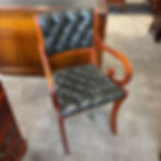 Thumbnail: Button backed green leather occasional desk chair