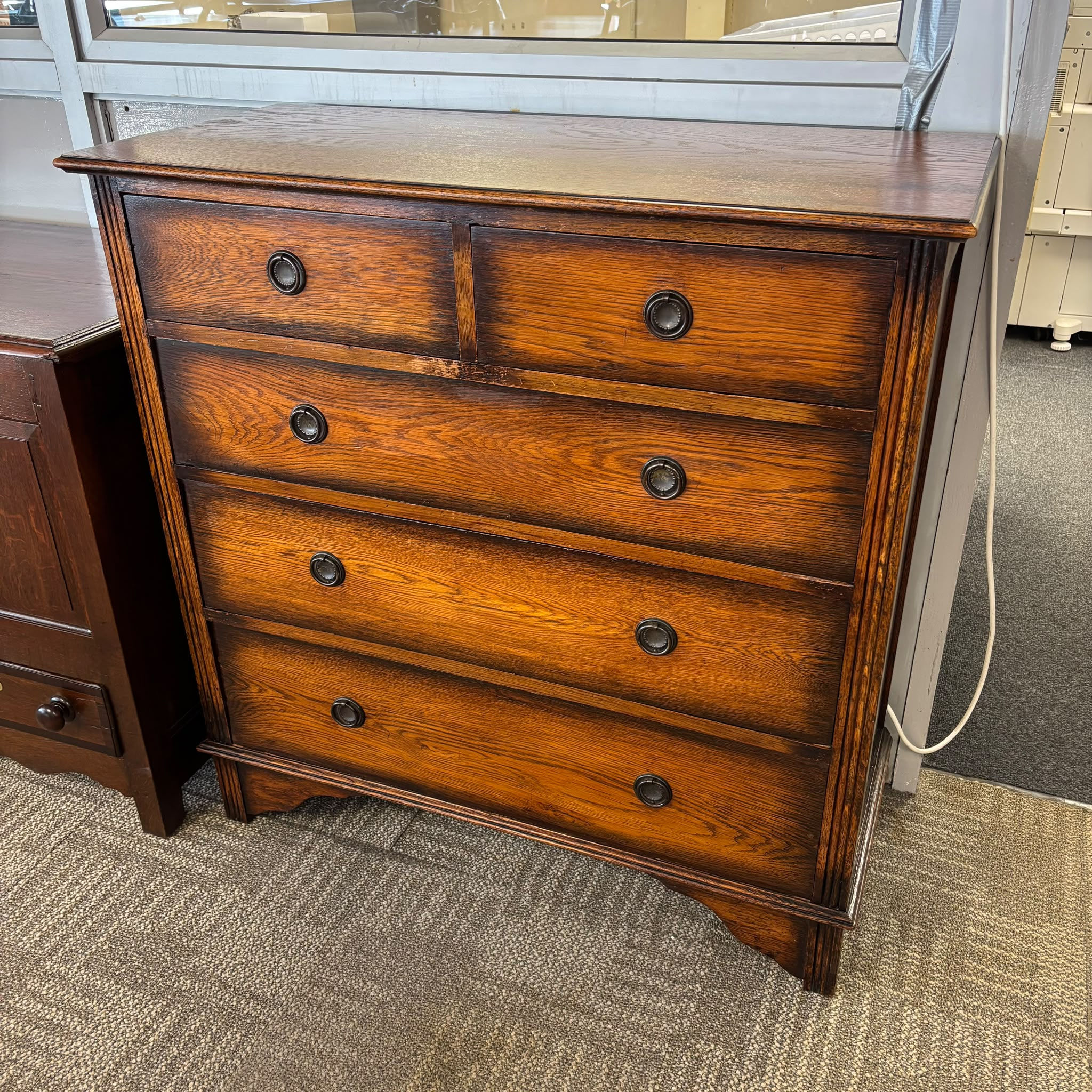 Traditional Arts & Crafts oak five drawer chest