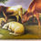 Thumbnail: "Relax by the tree sunset, farm scene" Signed. Oil on canvas, ornate gilt frame