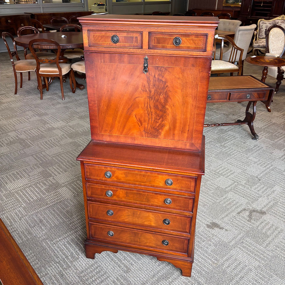 Thumbnail: Georgian style tan leather drop leaf writing bureau