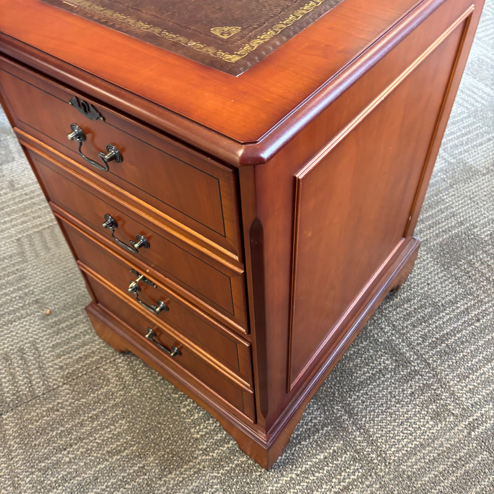 Thumbnail: Tan leather top two drawer filing cabinet