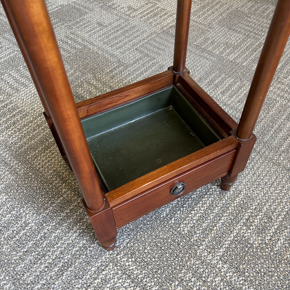 Thumbnail: Late 20th century mahogany stick stand with base drip drawer