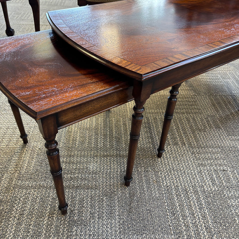 Thumbnail: Beautiful mahogany flamed nest of three coffee tables