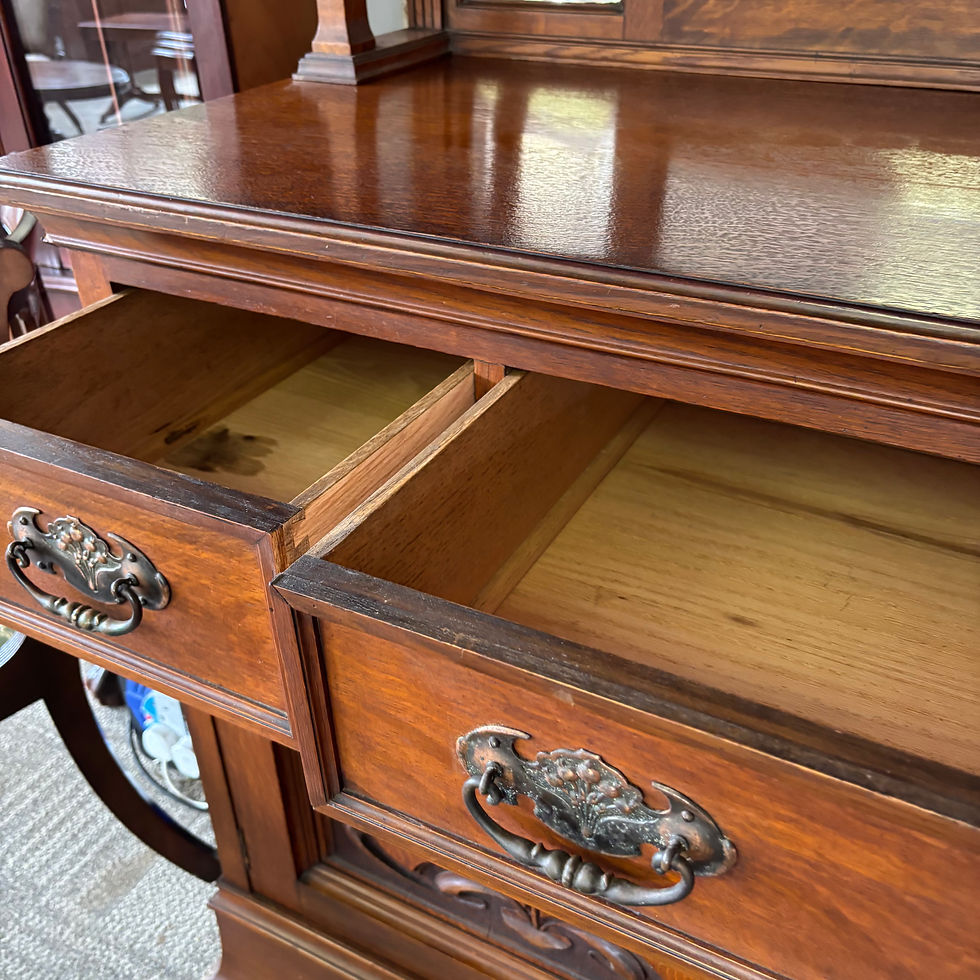 Thumbnail: Superb late Victorian solid oak mirrored sideboard buffet dresser