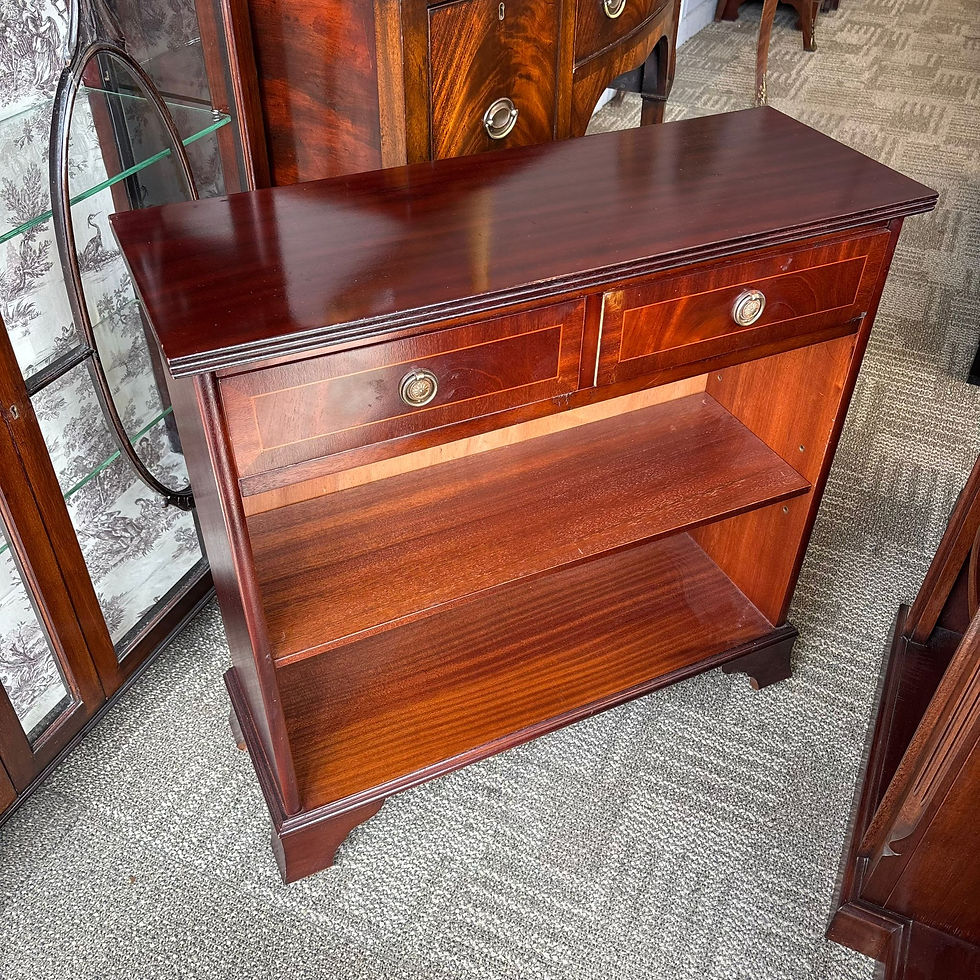 Thumbnail: Mahogany open base two drawer bookcase