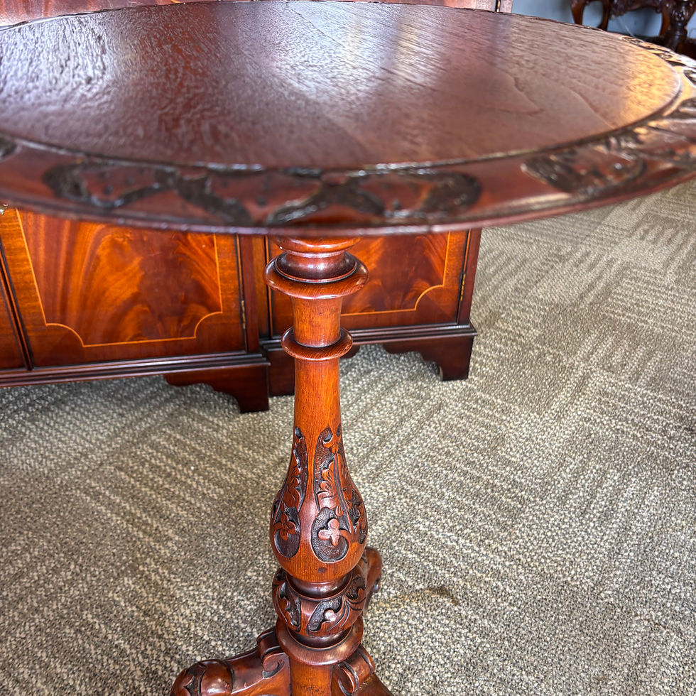 Thumbnail: Victorian carved mahogany pedestal lamp table