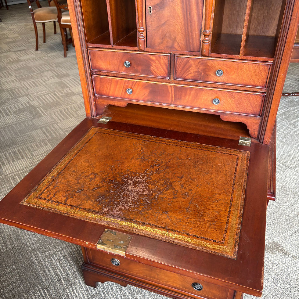 Thumbnail: Georgian style tan leather drop leaf writing bureau