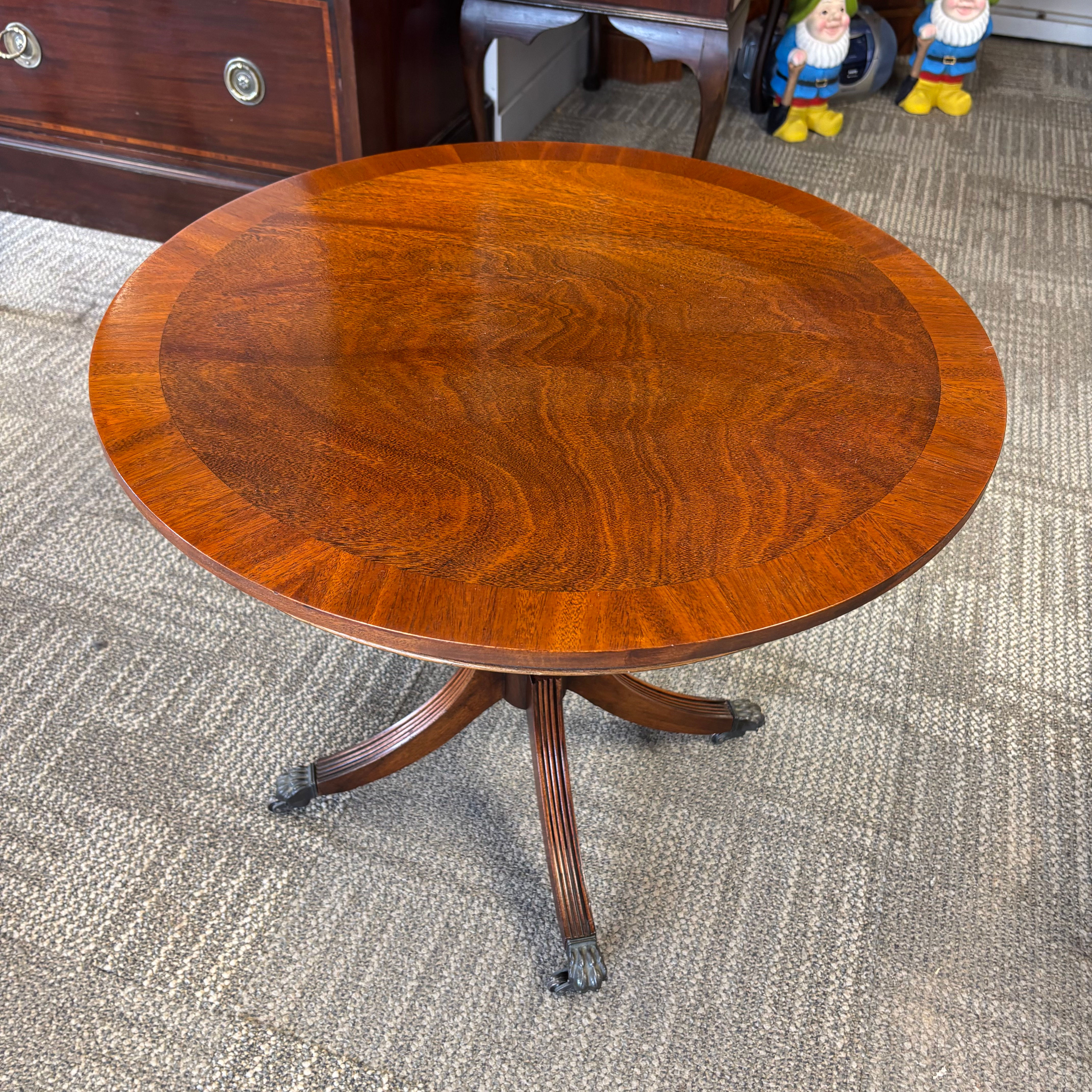 Beautiful mahogany flamed round occasional side table