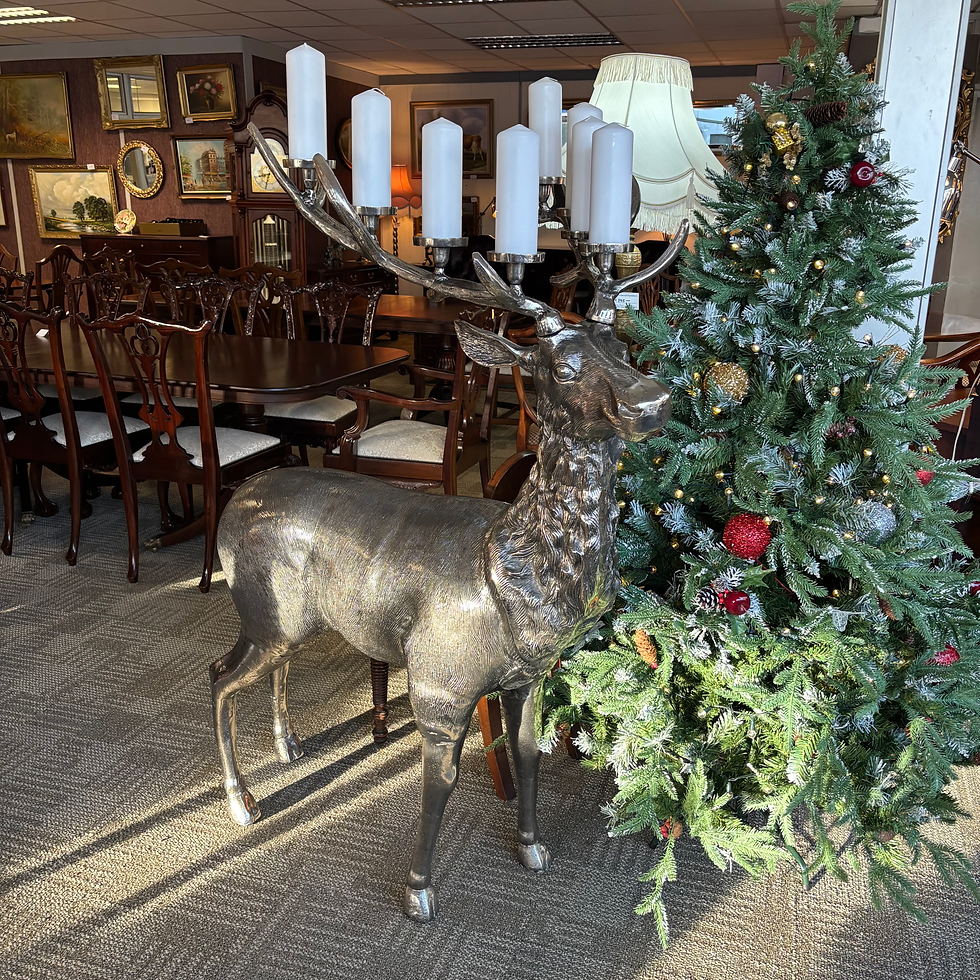 Exceptional silvered metal stag candelabra, ex-London interiors