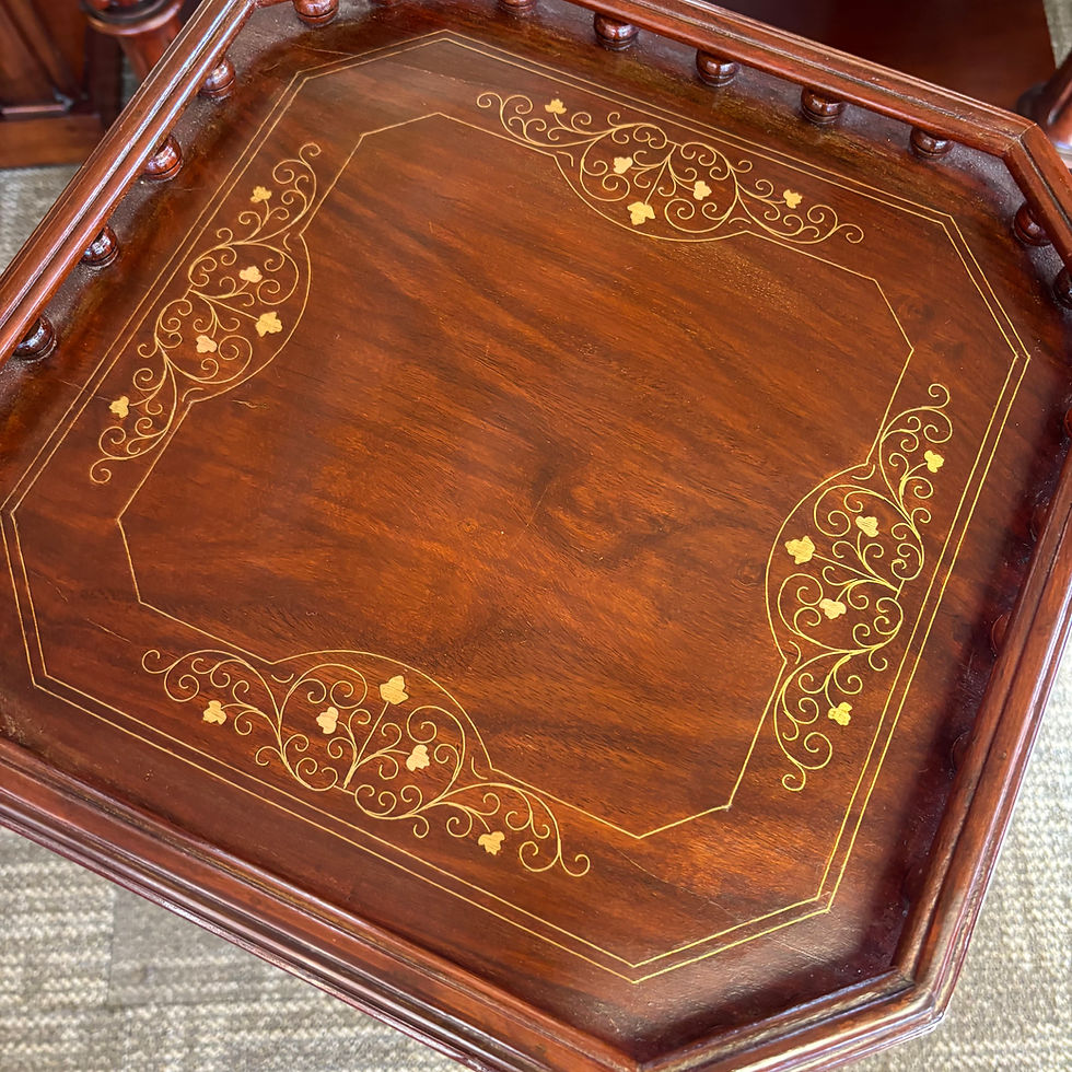 Thumbnail: Beautiful mahogany brass inlaid tall floor side table