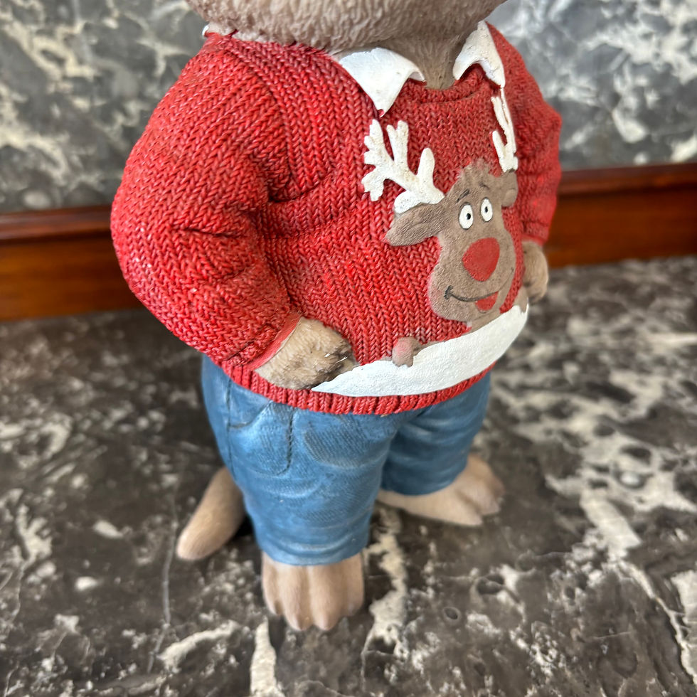 Thumbnail: New meercat "Reindeer jumper" garden ornament