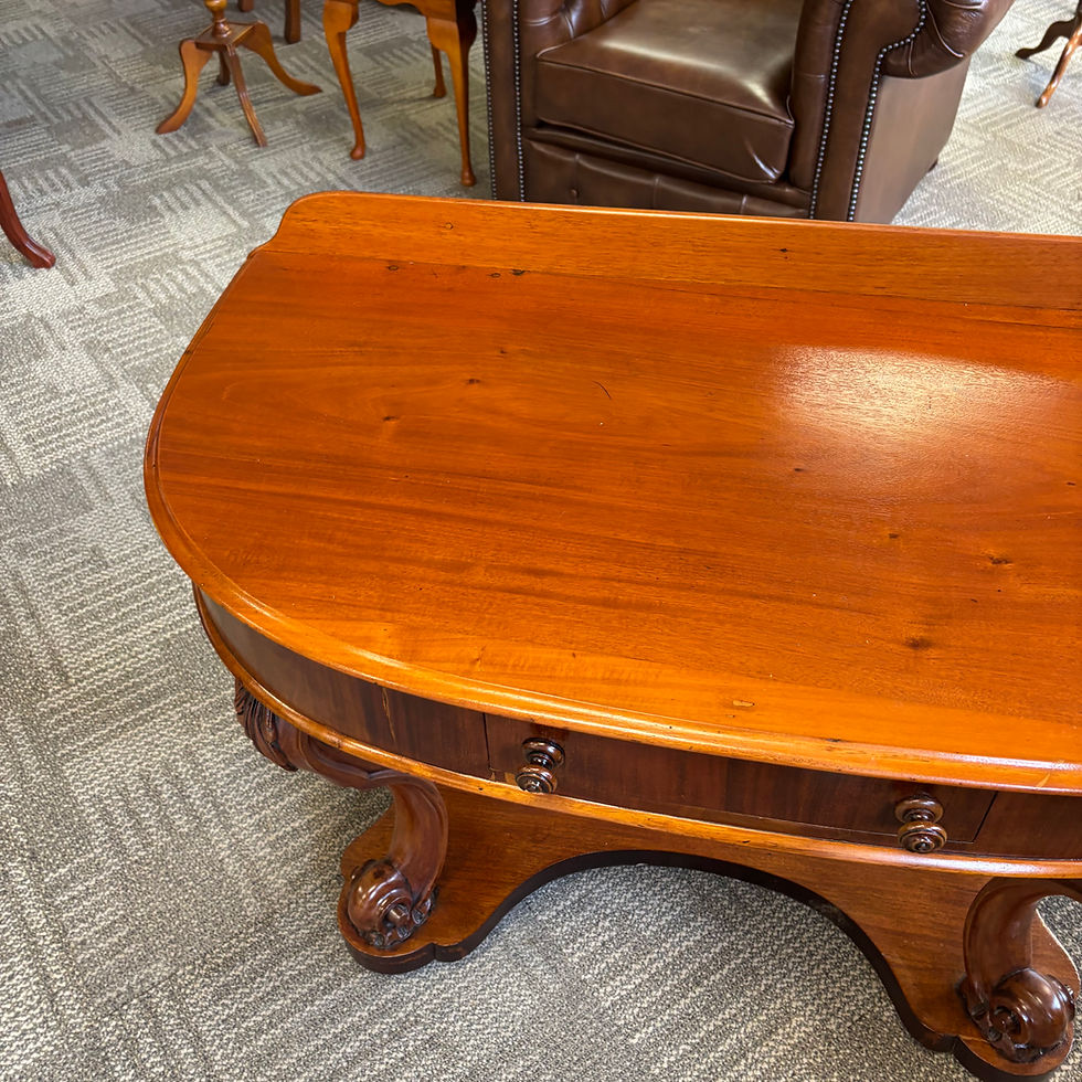 Thumbnail: Antique Victorian mahogany demi lune console table