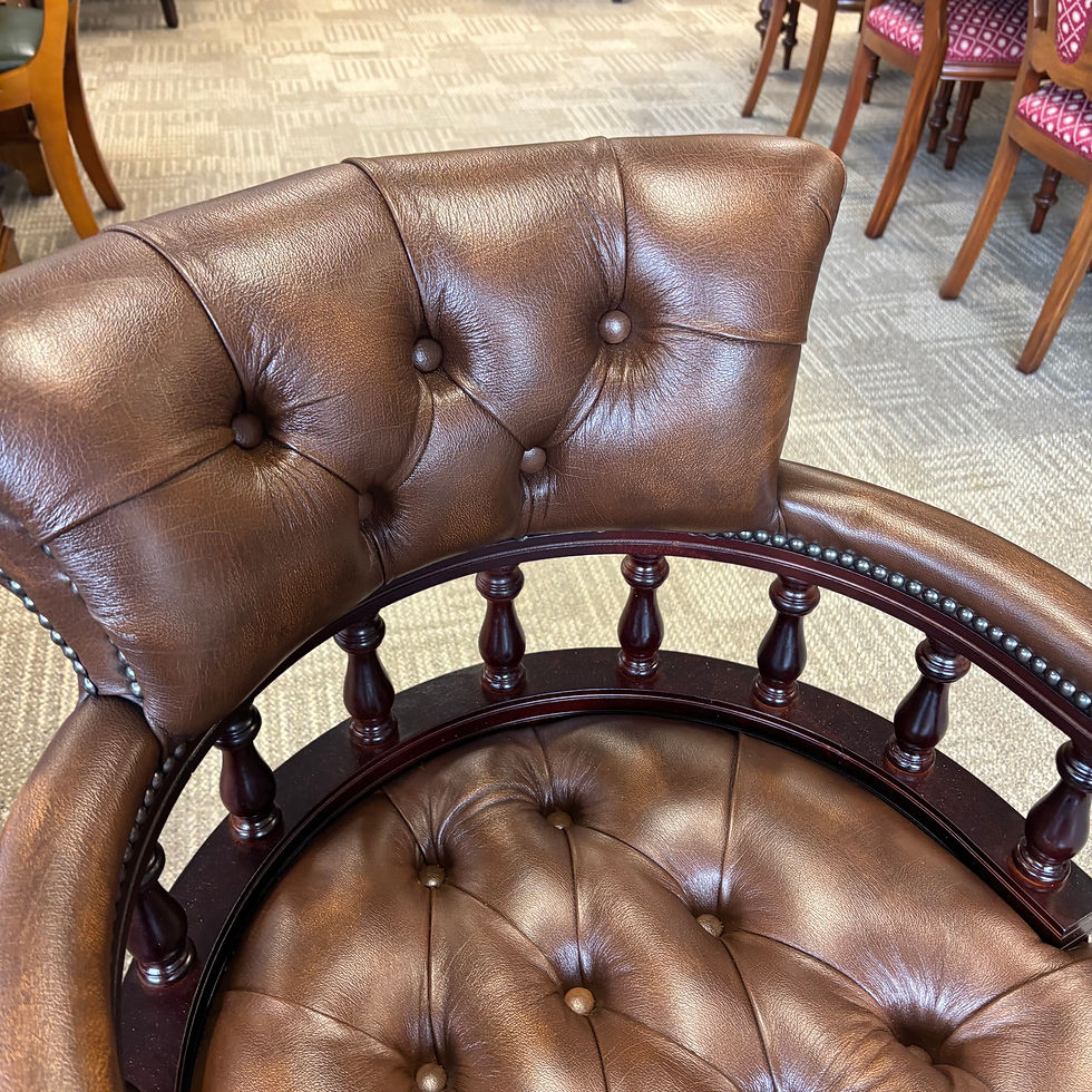 Thumbnail: Chesterfield button back swivel leather captains office chair - TAN
