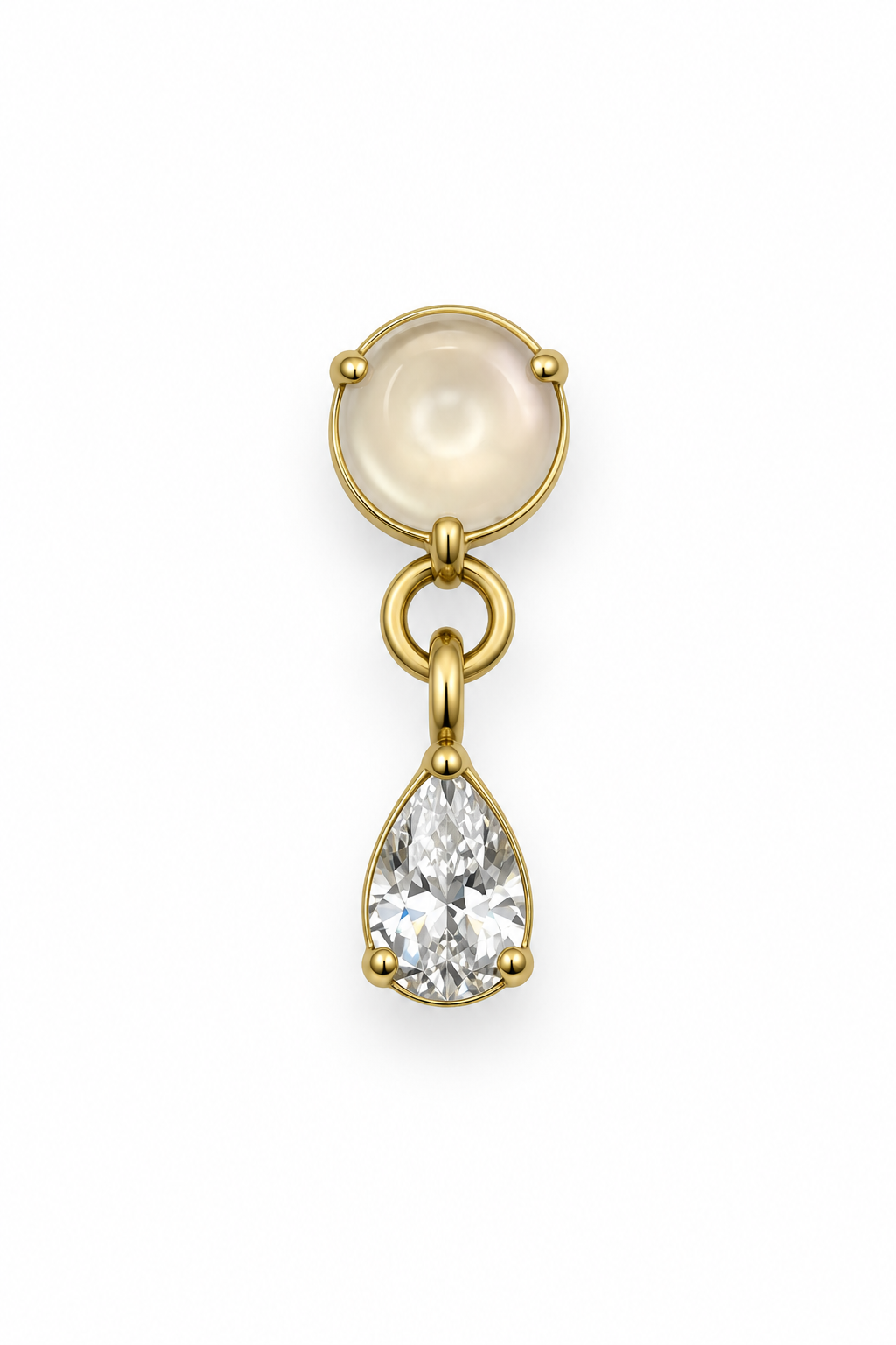 Gold-Plated Moonstone Drop Stud