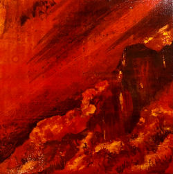 stromboli2, huile et laque sur bois  20x20cm, 2023