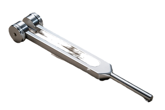 Metal weighted tuning fork used for tuni