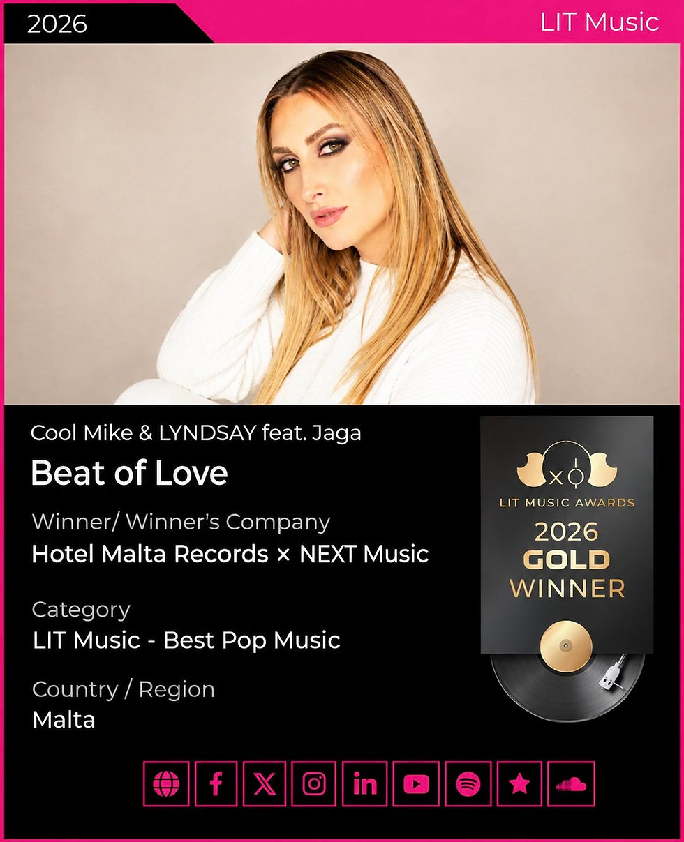 Maltese Talent in the Spotlight: Lyndsay Pace Wins Best Pop Music at the LIT Music Awards