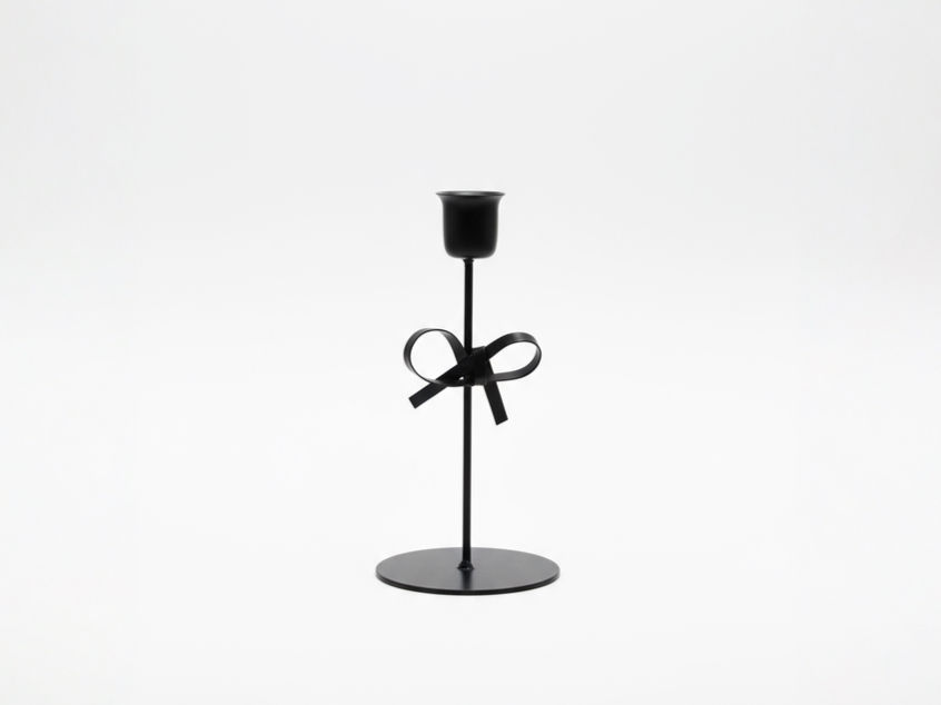 Black Column Candle Holder by Andle, sleek minimalist stand for taper candles.