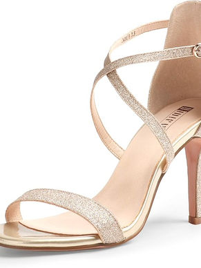 IDIFU Women's 3-Inch Dressy Heels Ankle Strap Strappy Heels for Women Wedding Shoes