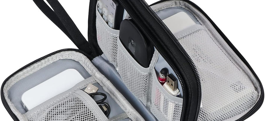 FYY Travel Cable Organizer Pouch Electronic Accessories Carry Case Portable Waterproof Double Layers All-in-One Storage Bag for Cord, Charger, Phone, Earphone Black