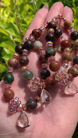 Thumbnail: Garden Quartz  (aka Lodolite) Fancy Adjustable Bracelet - Rose Gold