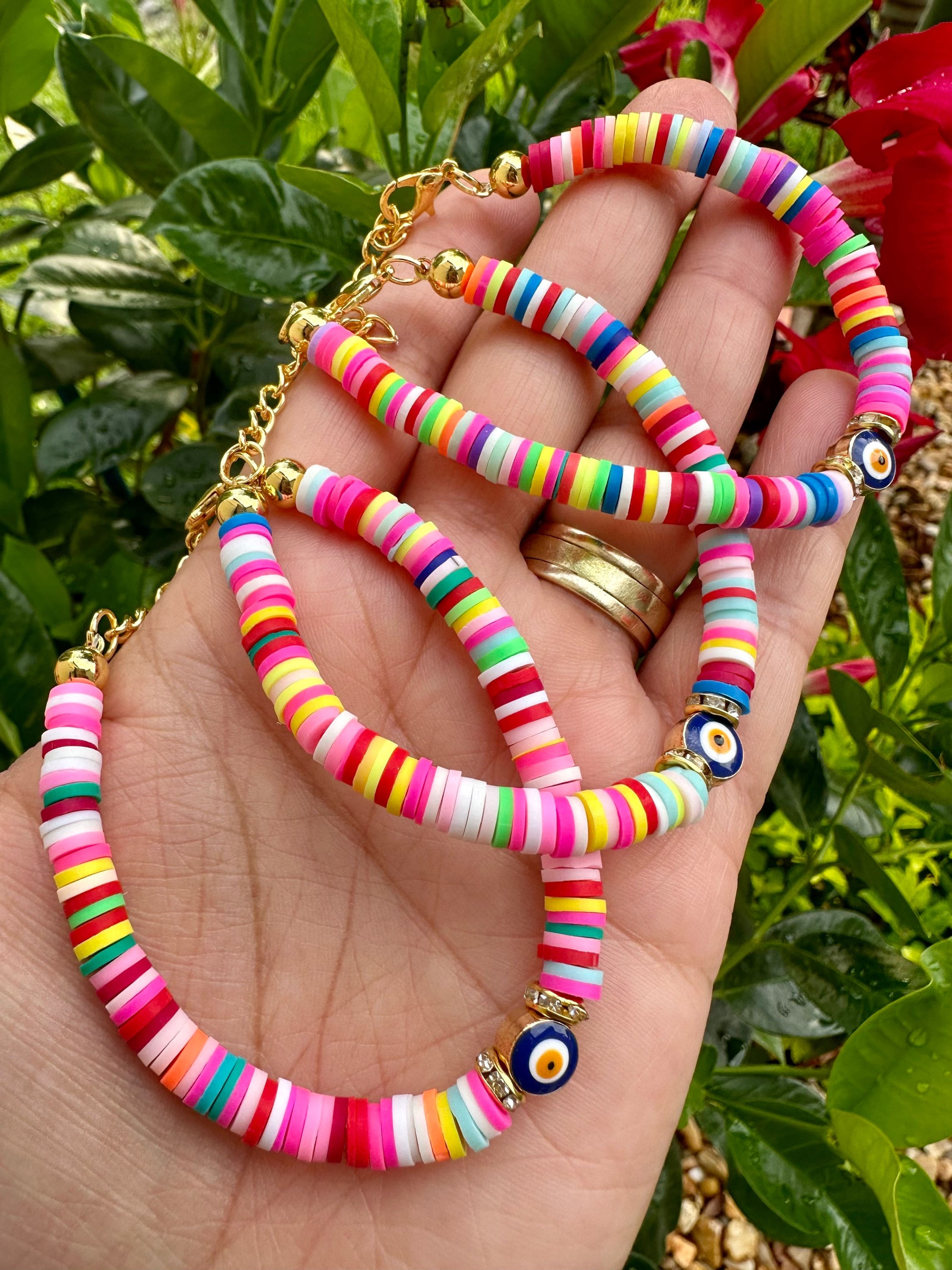 Rainbow 🌈  Disc Evil Eye Bracelet