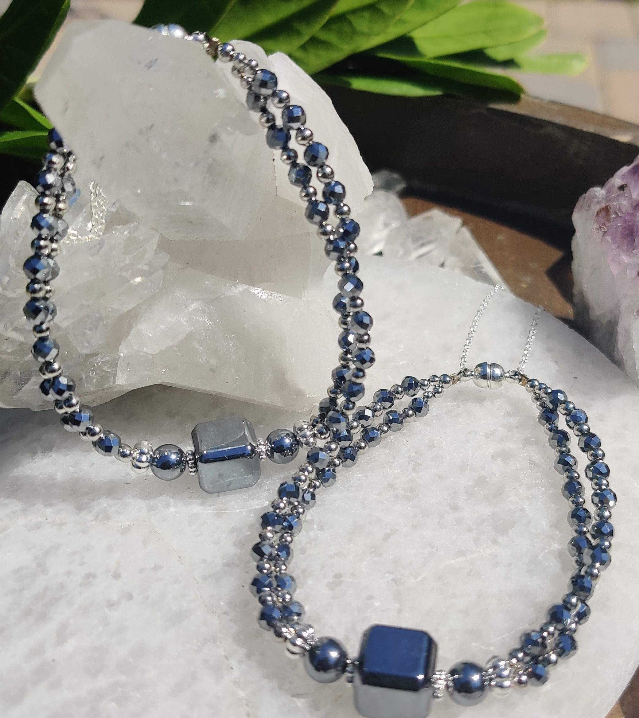  Hematite Cube Adjustable Fancy Bracelet  