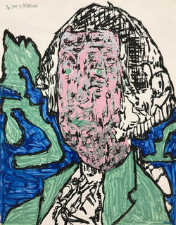 (2) mixed media on paper,  28" x 22"