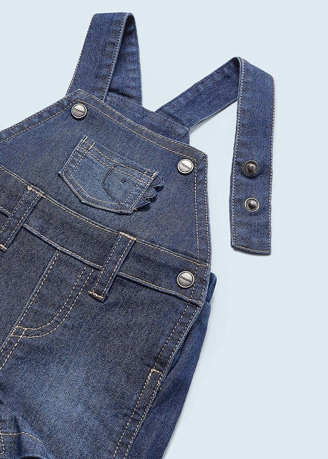 Miniatura: Completo salopette jeans in cotone neonato