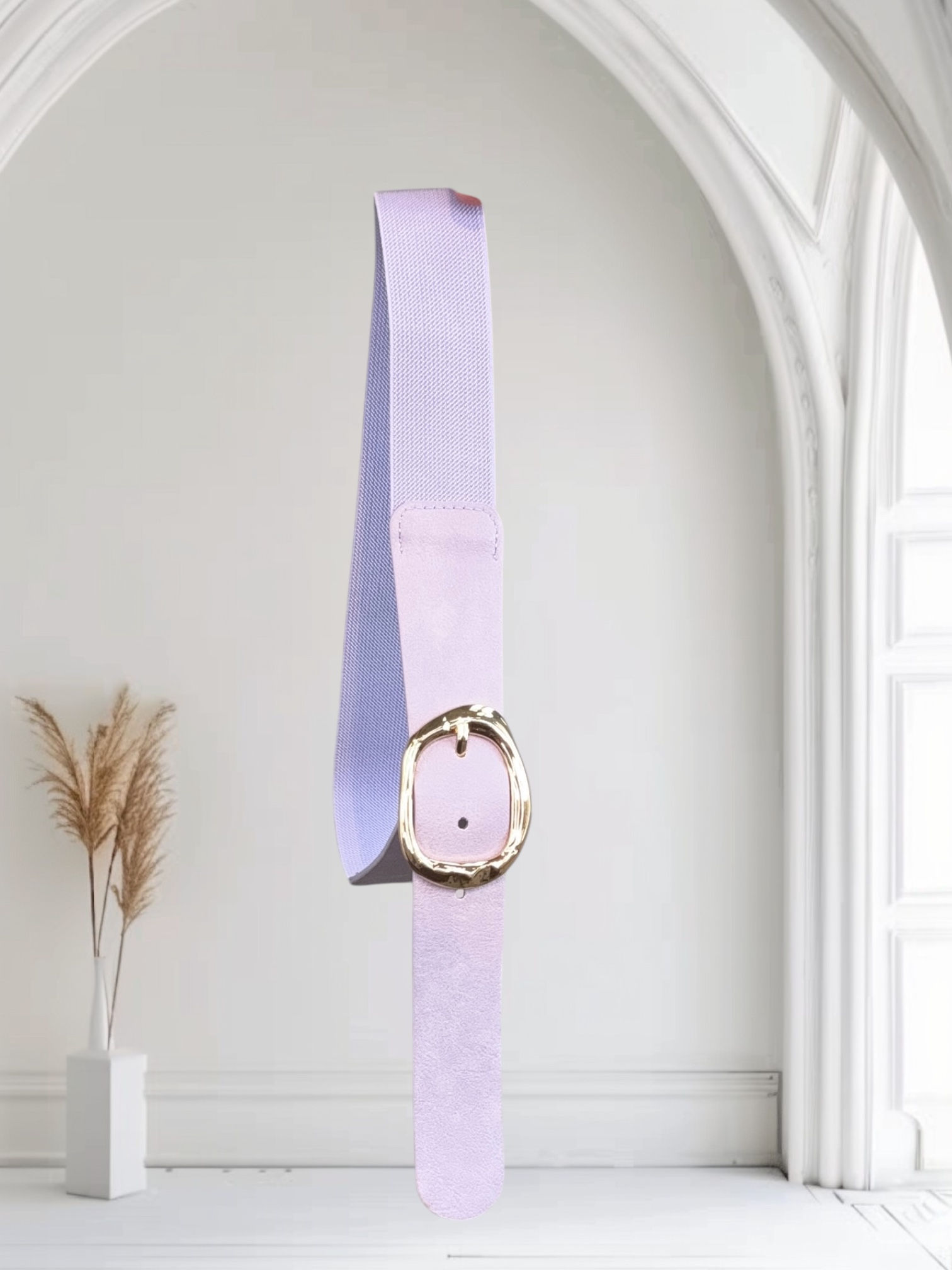 Cintura con cintura elasticizzata e fibia dorata 